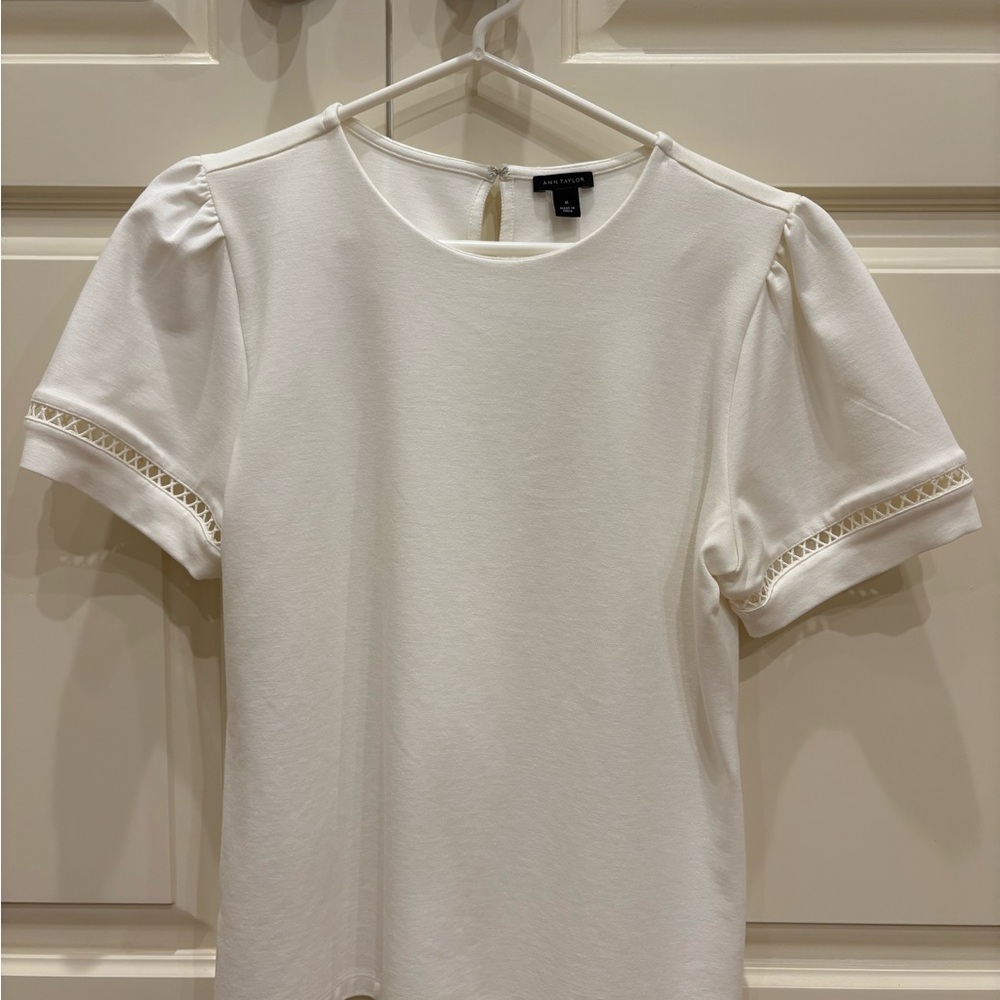 Ann Taylor Cream Puff Sleeve Tee